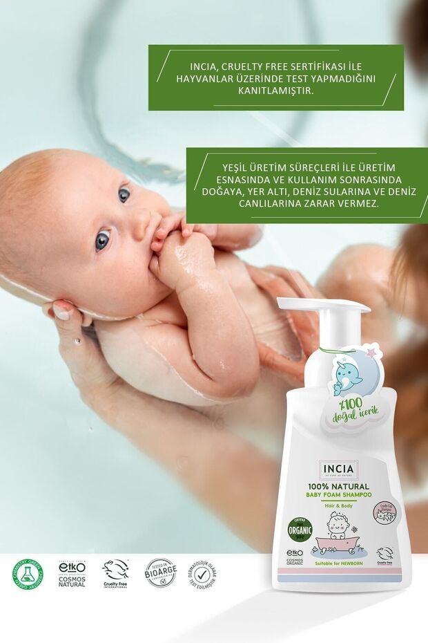 %100 Doğal Organik Sertifikalı Bebek Köpük Şampuanı Saç Vücut Lavanta Konak Önleyici Yenidoğan 200ml - 7