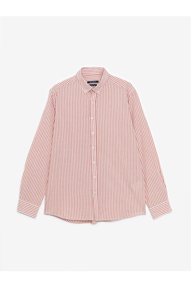 Regular Fit Long Sleeve Striped Men's Shirt