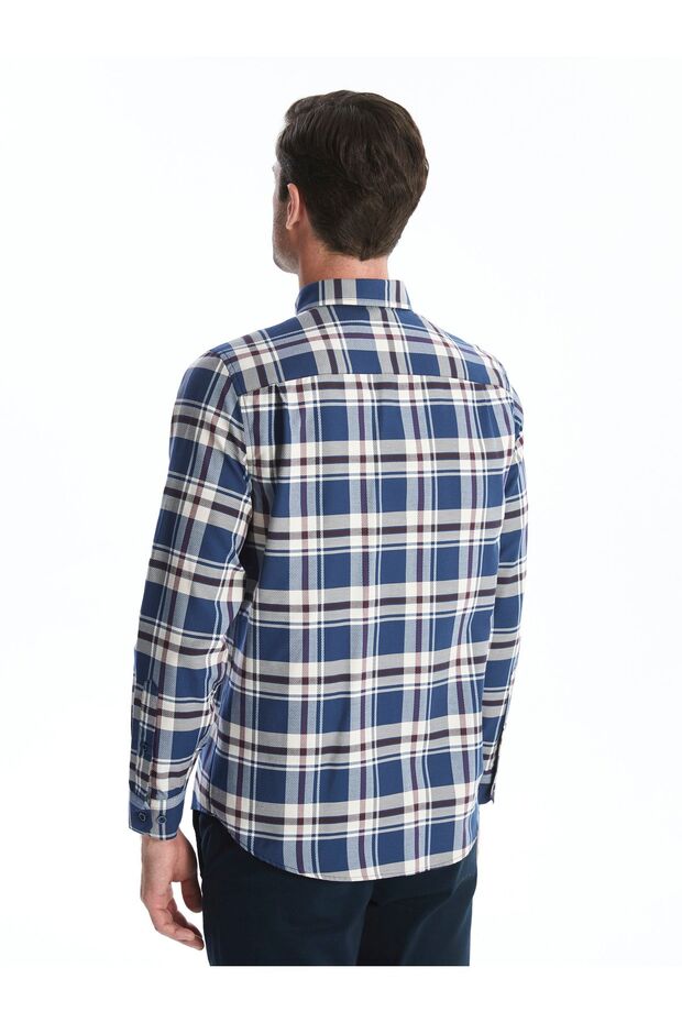 Regular Fit Uzun Kollu Ekose Erkek Gömlek - 4