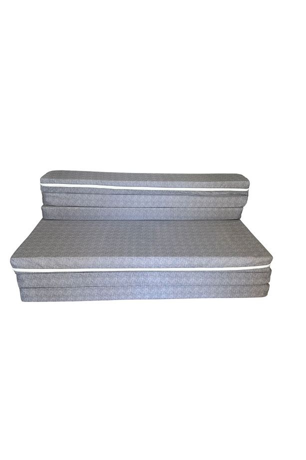 Çift Kişilik Katlanır Koltuk Katlanır Yatak Kanepe Yer Yatağı Çift Kişilik GRİ-120x195x8 CM - 3