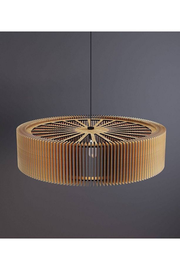 Modern Avize Gölge Aydınlatmalı Ahşap Avize Sarkıt Salon Avize - 1