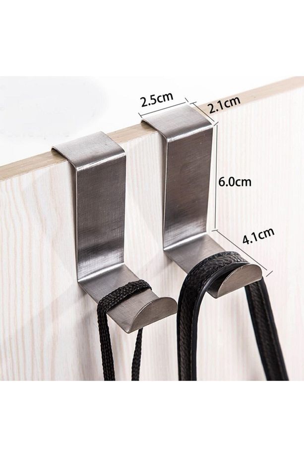 Narkalıp Paslanmaz Çelik Dolap Ve Çekmece Kapı Üstü Metal Kanca Askı - 4'lü Set - 5