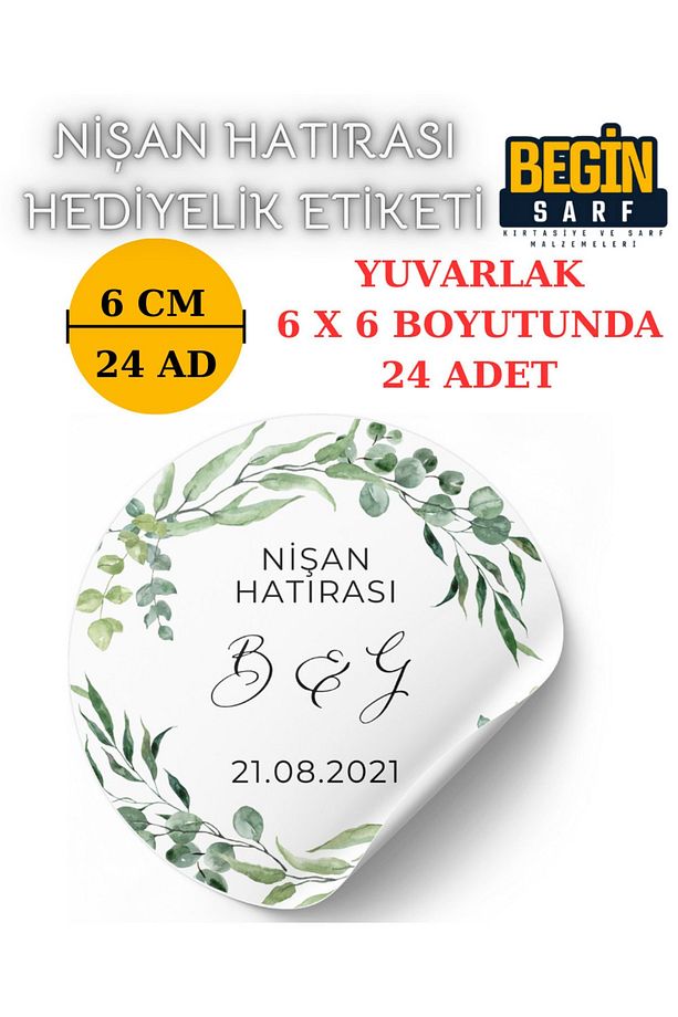 3 CM 4 CM 5 CM 6 CM NİŞAN HATIRASI ETİKETİ KENDİNDEN YAPIŞKANLI KİŞİYE ÖZEL YUVARLAK 025 - 4
