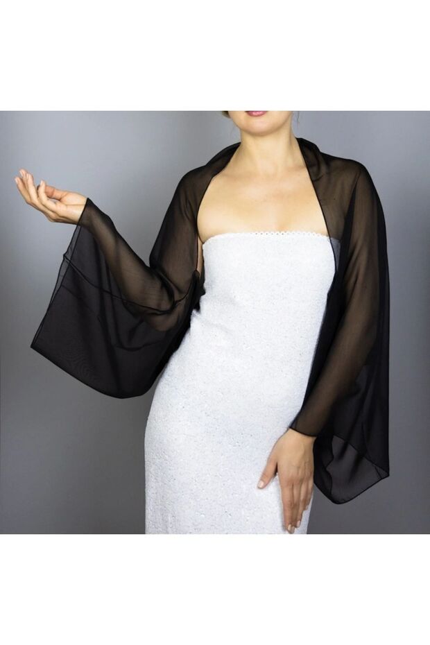 Amylee Chiffon Shawl Bolero Black