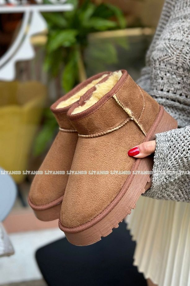 Teel Içi Kürklü Mini Süet Kışlık Taban Bot & Bootie - 1