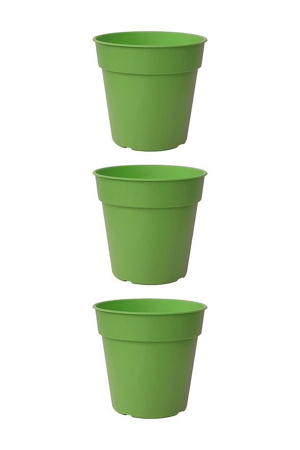 3 Adet 0.4 Litre Yeşil Terakota Saksı Tabaksız Izgarasız Mat Plastik Saksı - 1