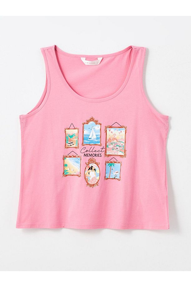 LCW Bisiklet Yaka Baskılı Kadın Şortlu Pijama Takımı - 6
