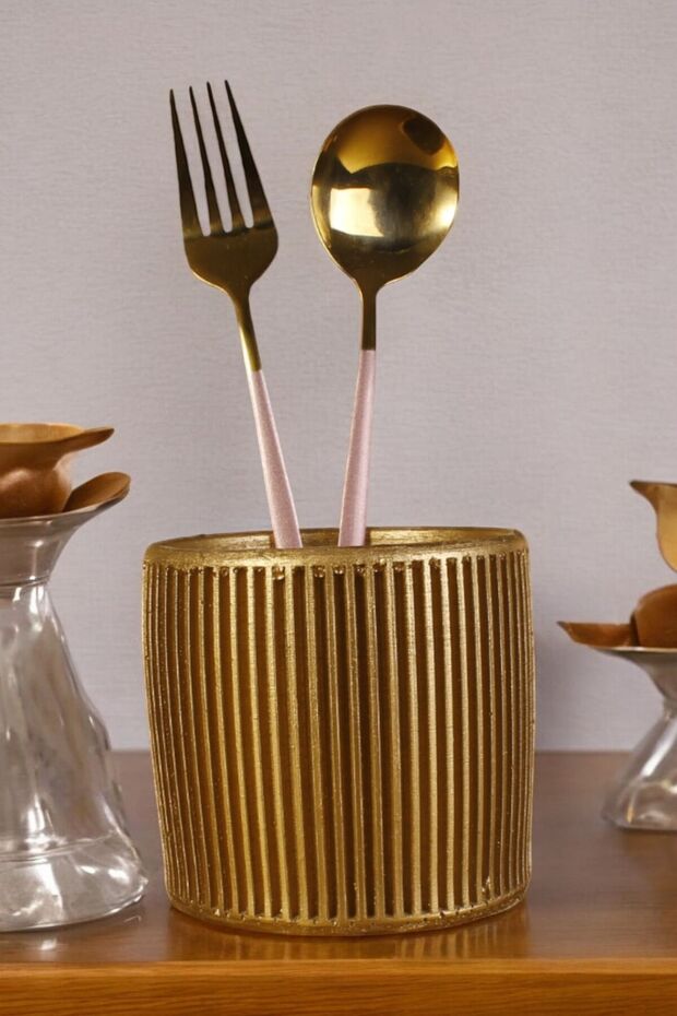 Countertop Spoon Holder Modern Countertop Spoon Holder Decorative Vertical Spoon Holder Gold Color Model 1