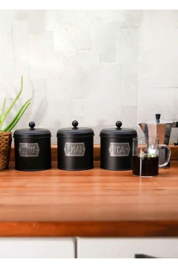 Çay Şeker Kahve Kavanozu 1,60 lt Siyah - 4