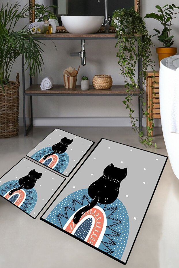 Waıten Set of 3 Bathroom Rugs Bath Mat