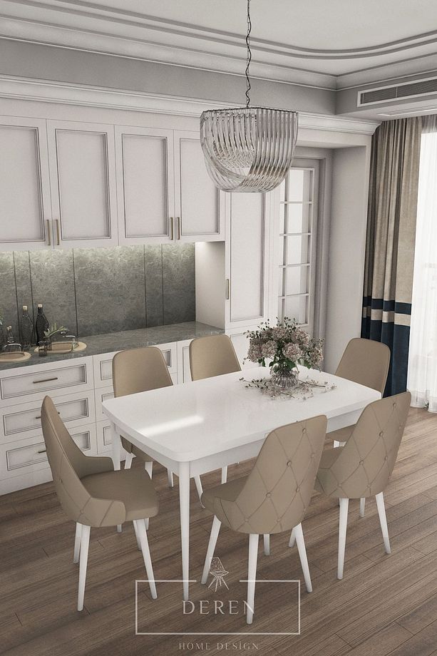 Luna Serisi, 80x132 Açılabilir Mdf Mutfak Ve Yemek Masası Takımı 6 Adet Cappucino Sandalye - 1