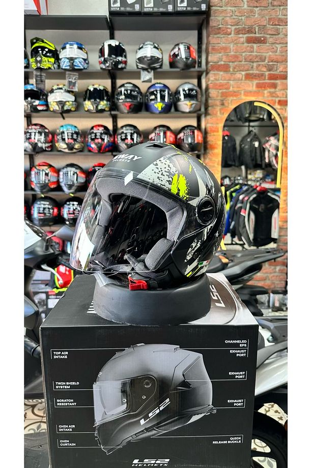 SW 715 POISON Siyah Sarı Yarım Kask - 2
