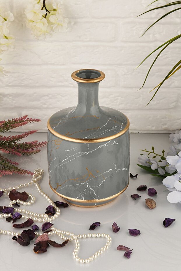 AngDesign Datça Seramik Vazo  Gri - 8