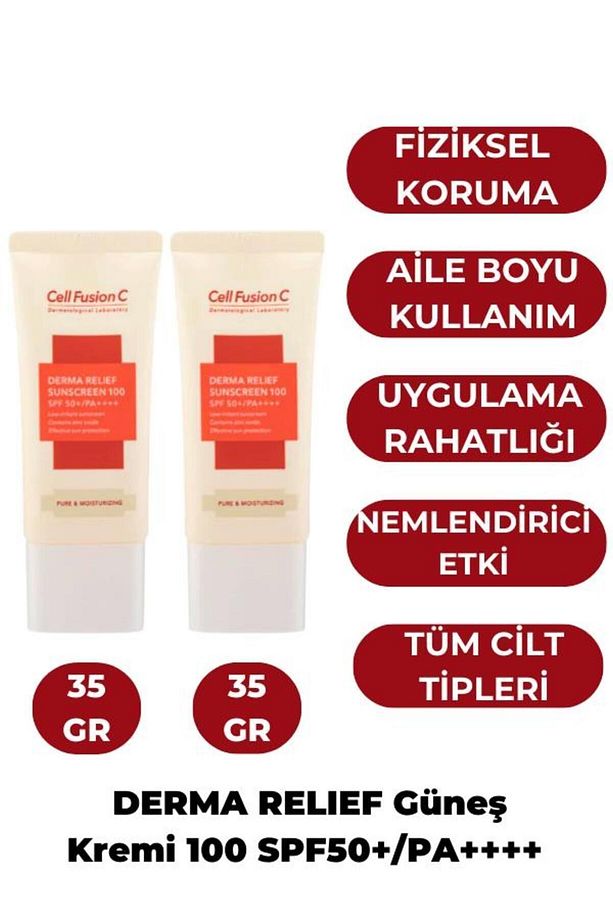 Derma Relief 100 Spf 50 /pa Çocuklar Ve Yetişkinler Için Güneş Kremi 35ml 35ml Set - 2