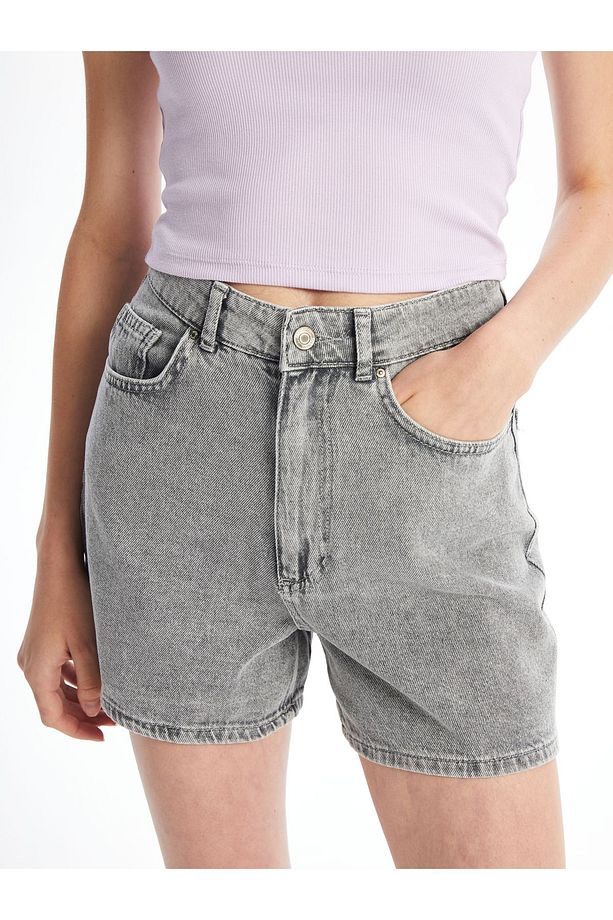 Yüksek Bel Standart Fit Kadın Jean Şort - 3