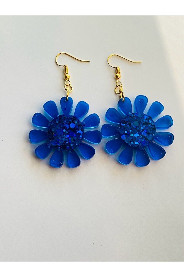 الأقراط نمط زهرة زرقاء - 2