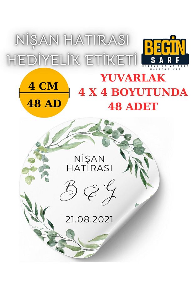 3 CM 4 CM 5 CM 6 CM NİŞAN HATIRASI ETİKETİ KENDİNDEN YAPIŞKANLI KİŞİYE ÖZEL YUVARLAK 025 - 2