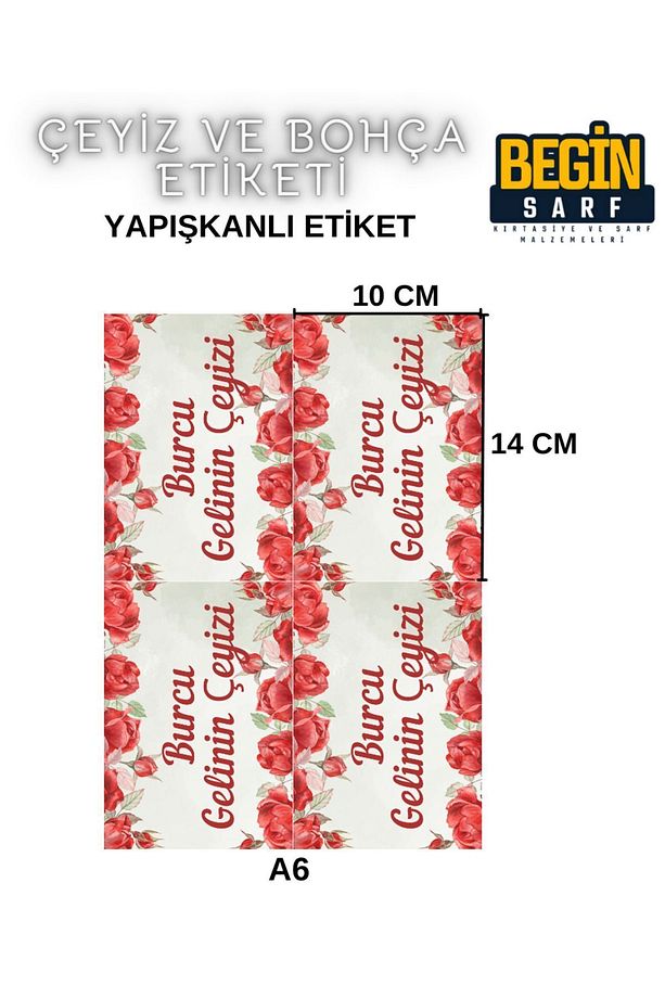 A4 A5 A6 45 Adet Çeyiz Bohça Koli Paket Etiketi Isme Özel Yapışlanlı Etiket 019 - 5
