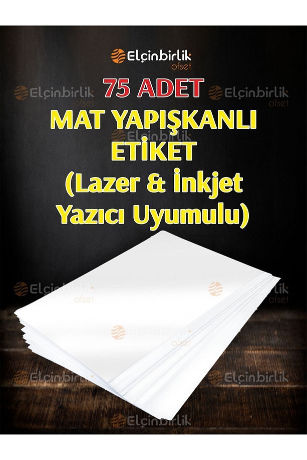 75li Kartuşlu Mürekkepli Tüm Yazıcılara Uygun Yapışkanlı A4 Mat Kuşe Etiket Yapışkan - 1