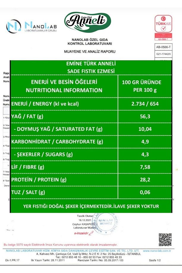2 Adet X 1 Kg Fıstık Ezmesi Şekersiz Sade Annemeli Ile %100 Doğal %100 Fıstık - 5