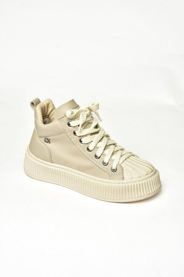 T973599609 Bej Yüksek Bilekli Spor Ayakkabı Sneakers - 8