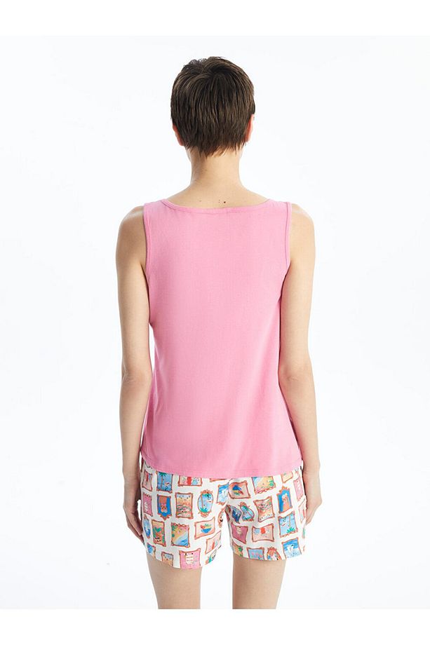 LCW Bisiklet Yaka Baskılı Kadın Şortlu Pijama Takımı - 4