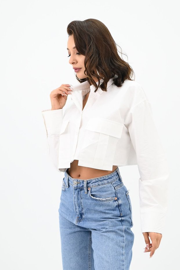 Women's Crop Pocket Detailed Shirt 1672-24