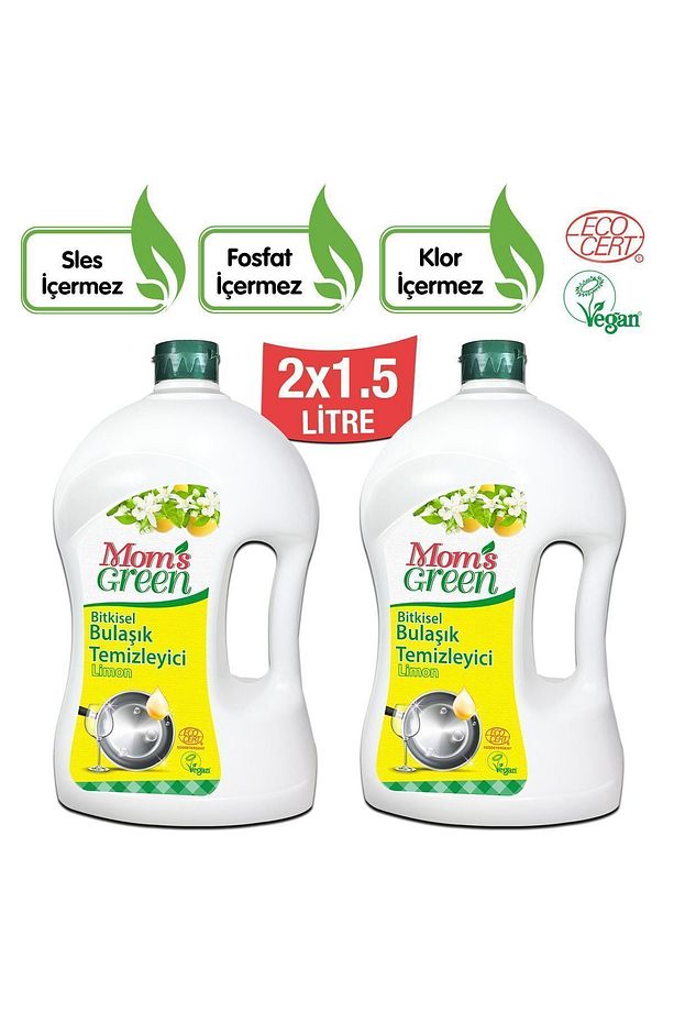 2'li Set - Bitkisel Elde Bulaşık Temizleyici Limonlu ( 1,5 Litre X 2 Adet ) - 1
