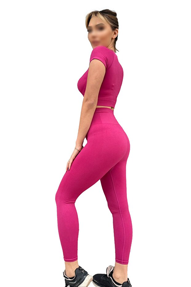 Kısa Kol Spor Seamless Tayt Takımı - 5