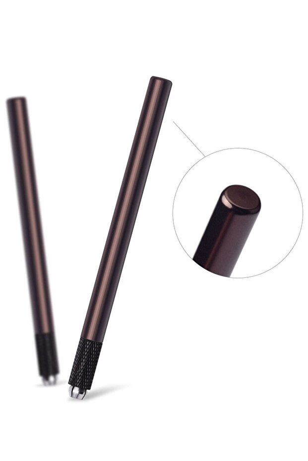 قلم ميكروبلادينج بني مع 3 إبر للتطبيق ثلاثي الأبعاد للمكياج الدائم - 4