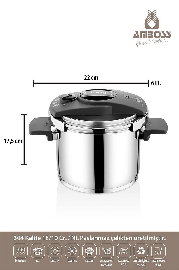 Enio Matik Paslanmaz Çelik 22 Cm 6 Lt Düdüklü Tencere - 3