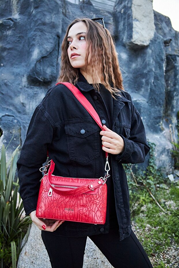 Vendy Red Women's Strap Hand and Shoulder Bag - Adjustable