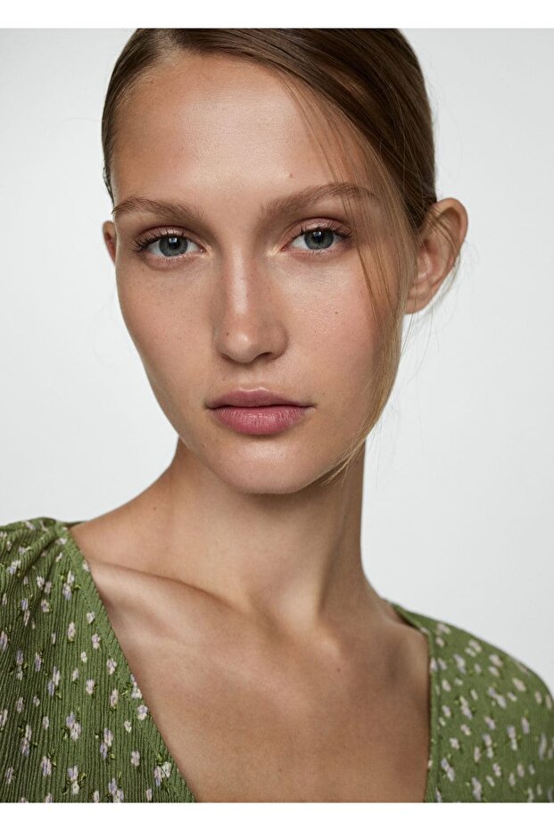 Volanlı desenli bluz - 6