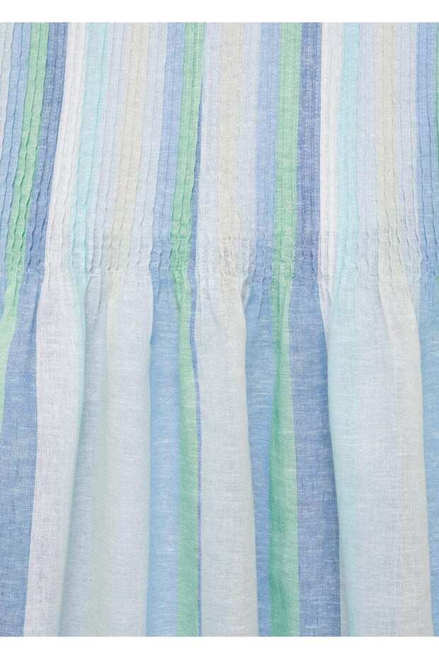 Ριγέ λινό φόρεμα - 7