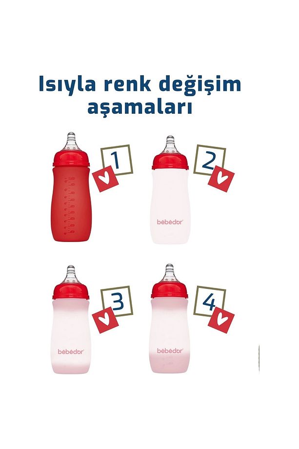 Isıya Duyarlı Renk Değiştiren Cam Biberon 260 Ml - 3