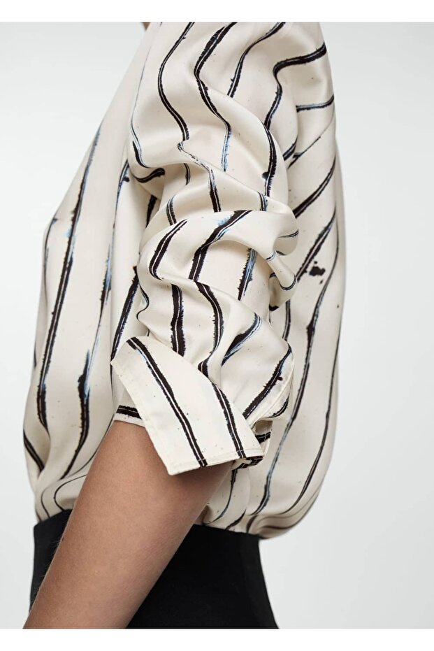 Çizgili anvelop bluz - 5