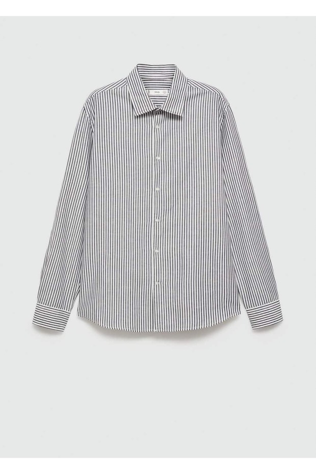 Gestreiftes Baumwoll-Leinenhemd mit normaler Passform - 3