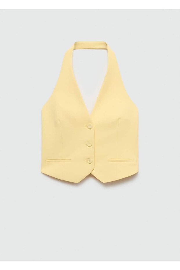 Halter yaka düğmeli yelek - 3