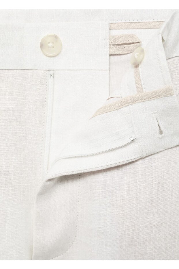 Slim fit %100 keten pantolon - 6