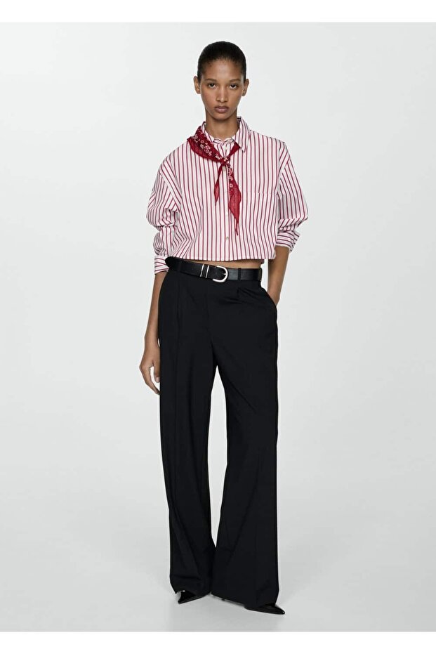 Çizgili crop gömlek - 2