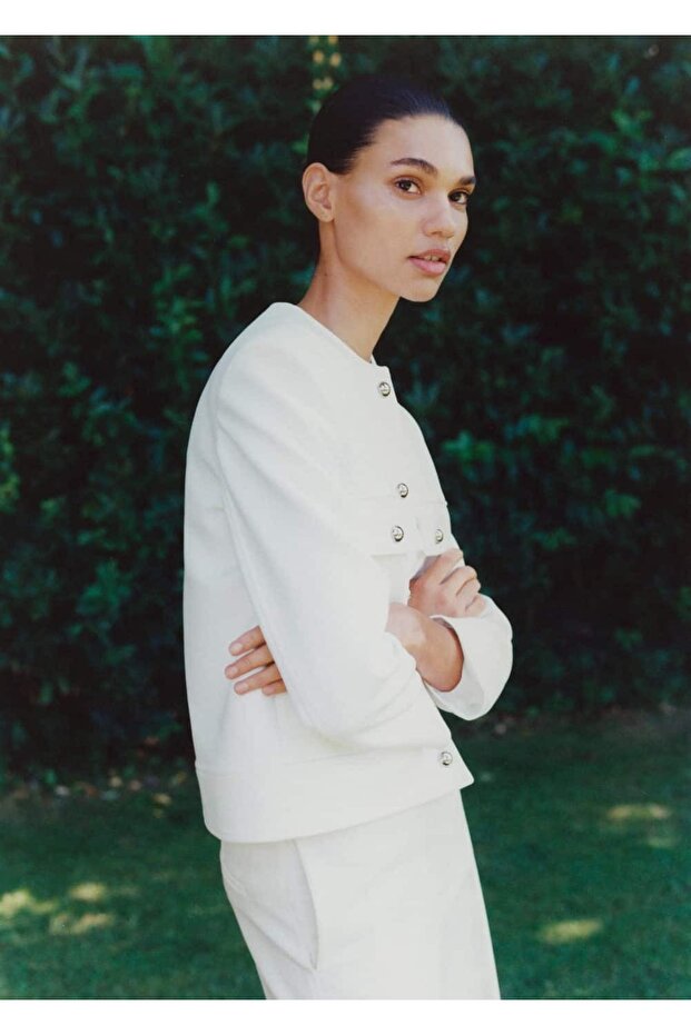 Düğmeli cepli ceket - 7