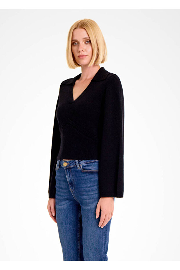 Kaşmir Karışımlı Siyah Triko - 3