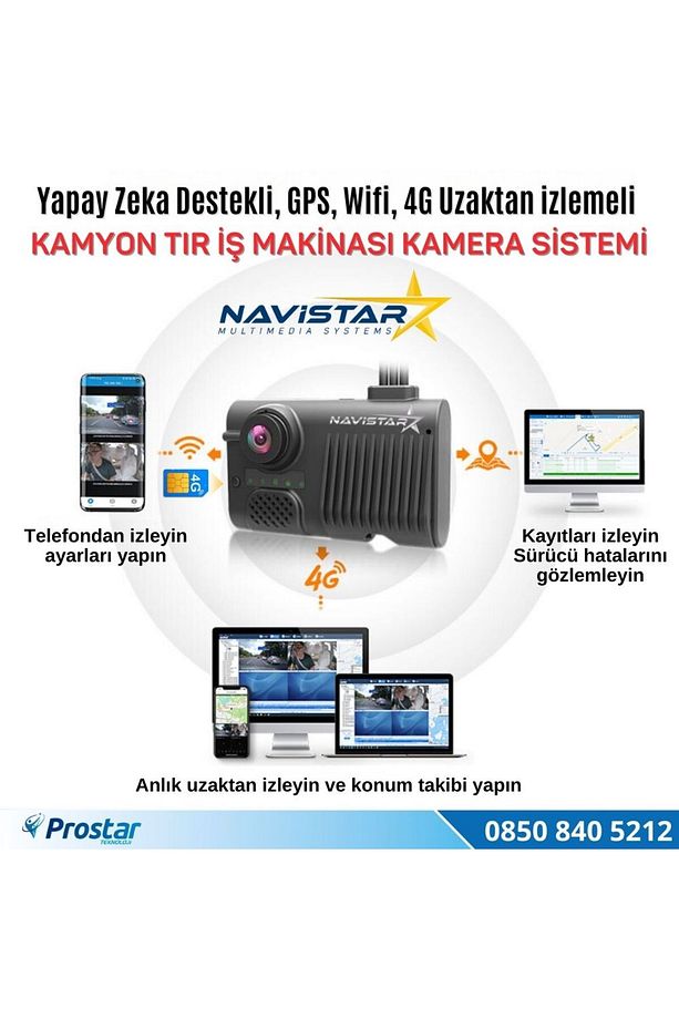 4G Uzaktan izlemeli 2 Kameralı Wifi GPS Yapay Zeka destekli Akıllı Dashcam Kamyon Tır Kamera Sistemi - 3