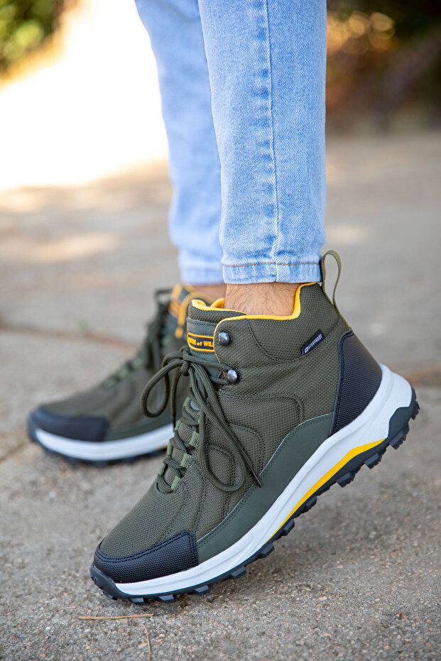 Férfi csizmák és csizmák, khaki-sárga 19632 - 2