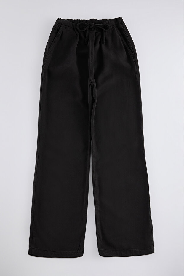 More Sustainable Siyah %100 Tencel™ Beli Lastikli Yüksek Bel Jeans TWOSS24JE00203 - 9