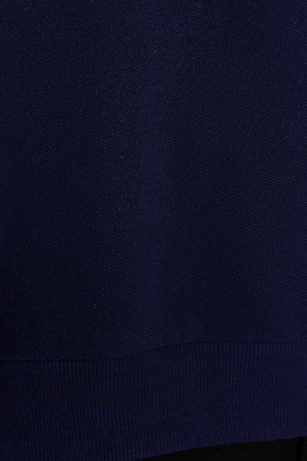 Granatowa bluza z okrągłym dekoltem i szerokim krojem, plus size, polarowa podszewka Tmnaw24Ao00007 - 3