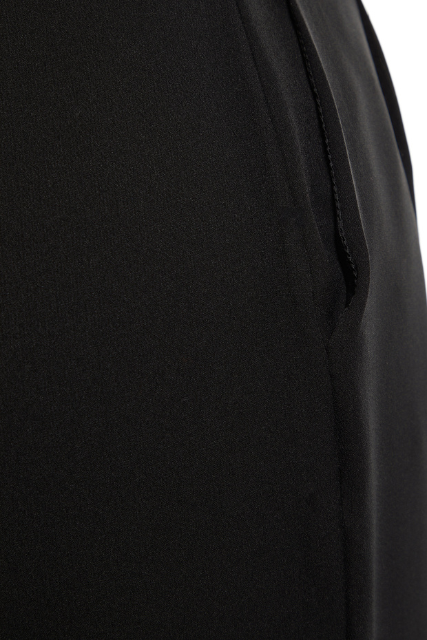 Siyah Wide Leg/Geniş Paça Pileli Dokuma Büyük Beden Kumaş Pantolon TBBAW23AR00007 - 2