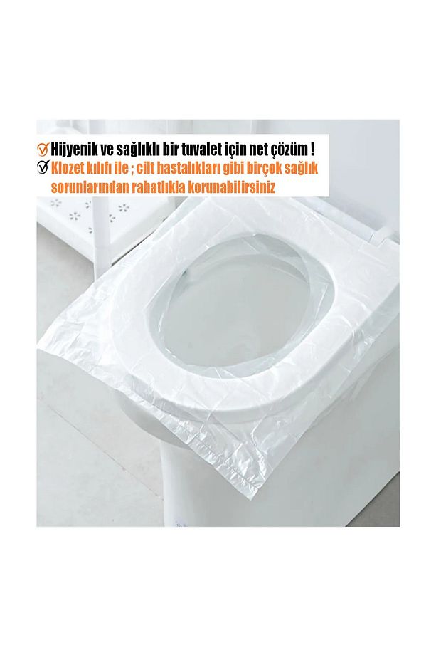 Şeffaf Klozet Kapak Kılıfı Naylon Klozet Kapak Örtüsü (50 ADET) - 5