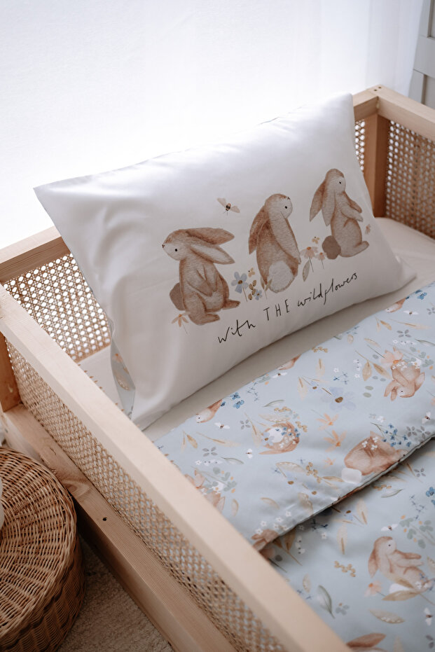 Tavşanlı Organic Single Duvet Cover Set (160X220) - Rabbit Garden
