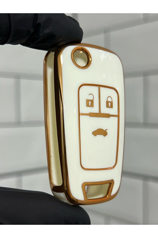 Opel Astra Corsa Insignia Mokka Zafira Nano Key Case White - Gold